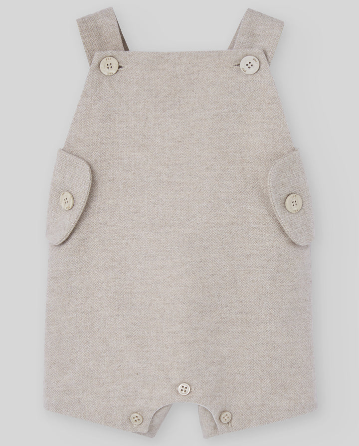 Paz Rodríguez Beige Taupe Overall with Peter Pan Collar Pony Toile Shirt