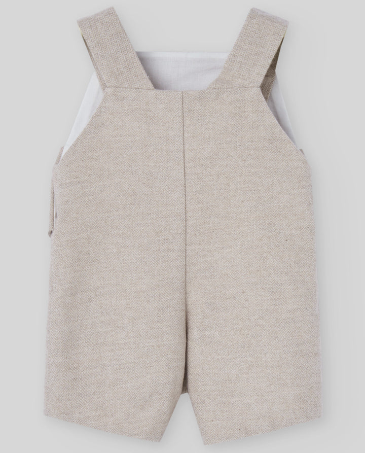 Paz Rodríguez Beige Taupe Overall with Peter Pan Collar Pony Toile Shirt