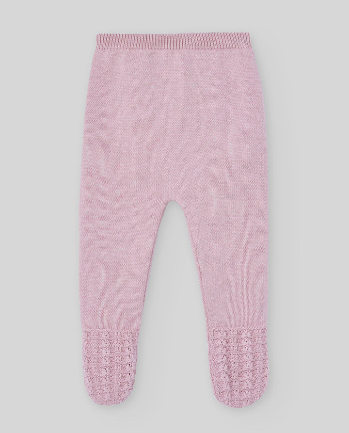 Paz Rodríguez Dusty Pink Knit Baby Set with Bow