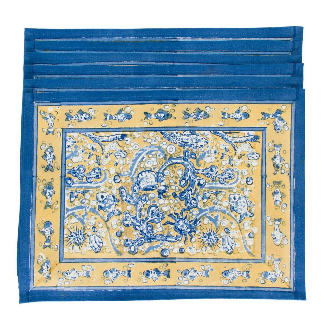 La Mer Blue/Yellow Mats - Set of 6