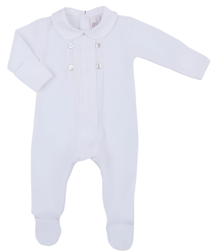 Heirloom Knit Pima Cotton Footed Romper - White