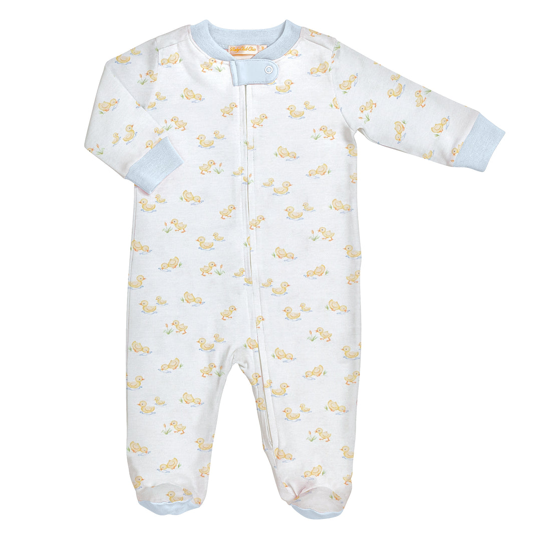 Rubber Ducky Print Pima Cotton Zipper Footie