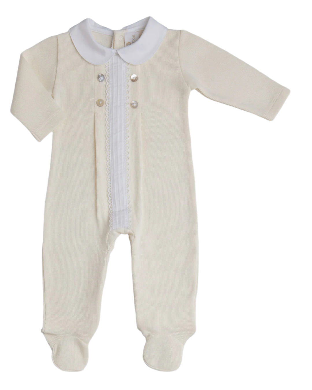 Heirloom Knit Pima Cotton Footed Romper - Pearl