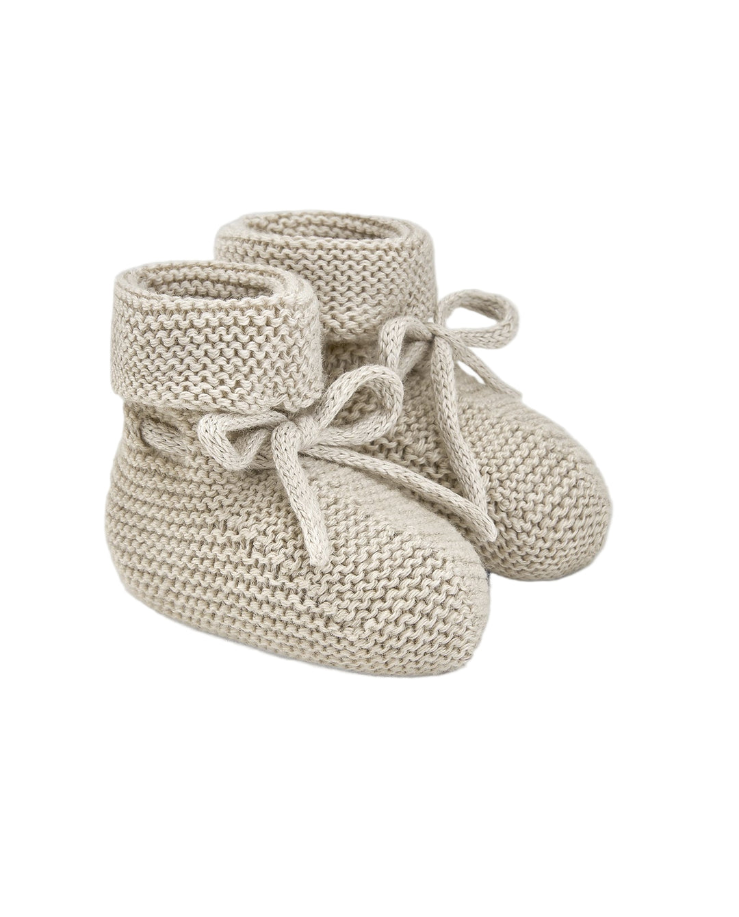 knit baby booties in beige