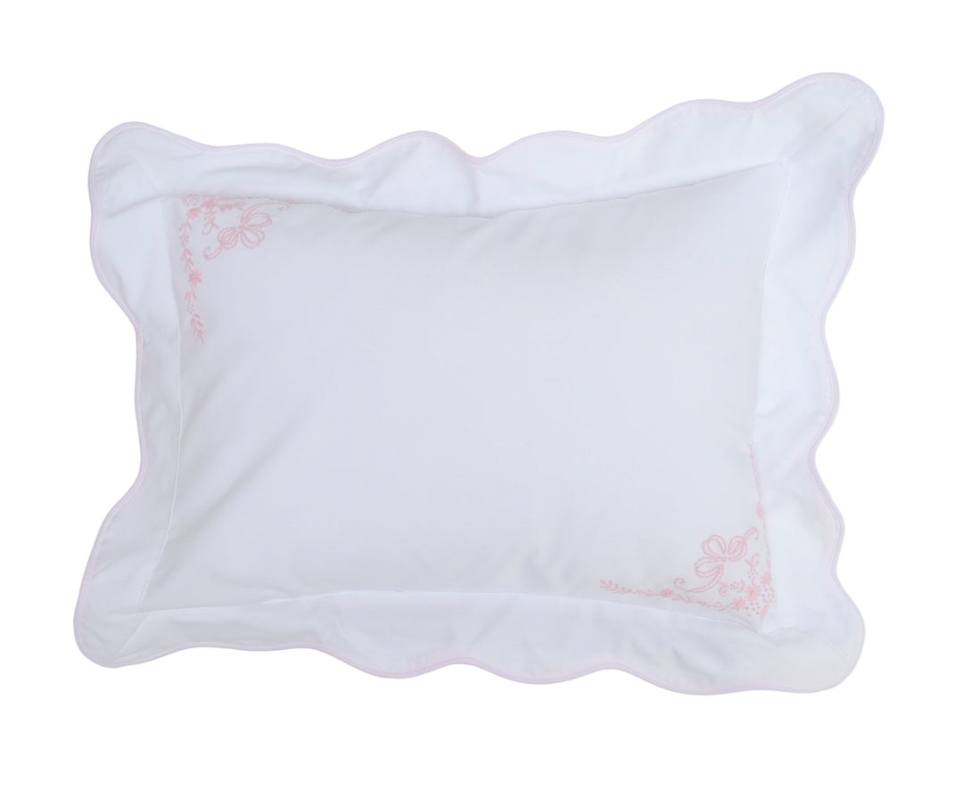 Pink Scalloped Embroidered Pillow