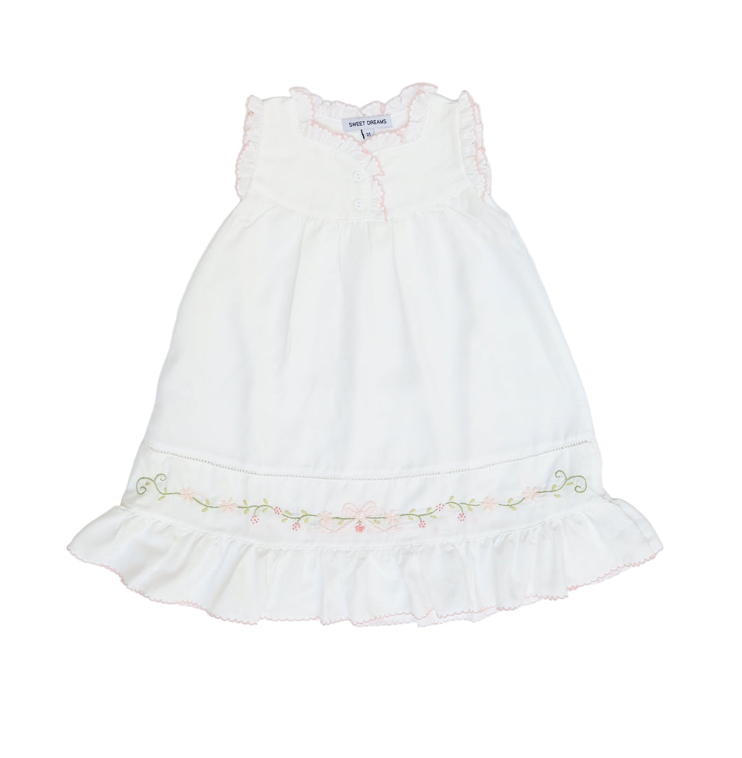 Spring Bow Embroidered Ruffle Nightgown