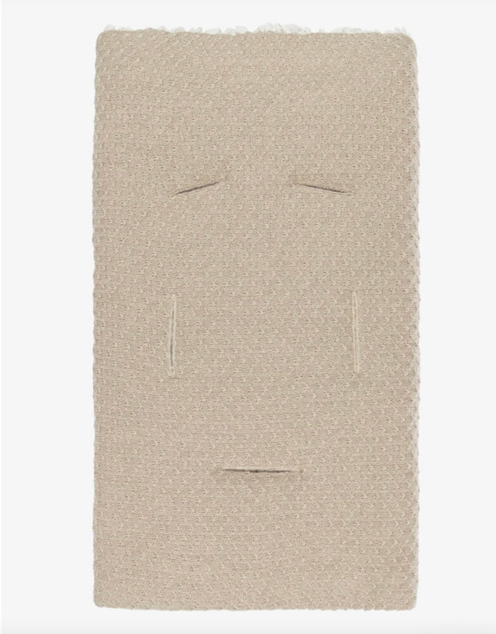 Paz Rodríguez Taupe Knit Baby Nest with Pom Ties in Pony Toile Print