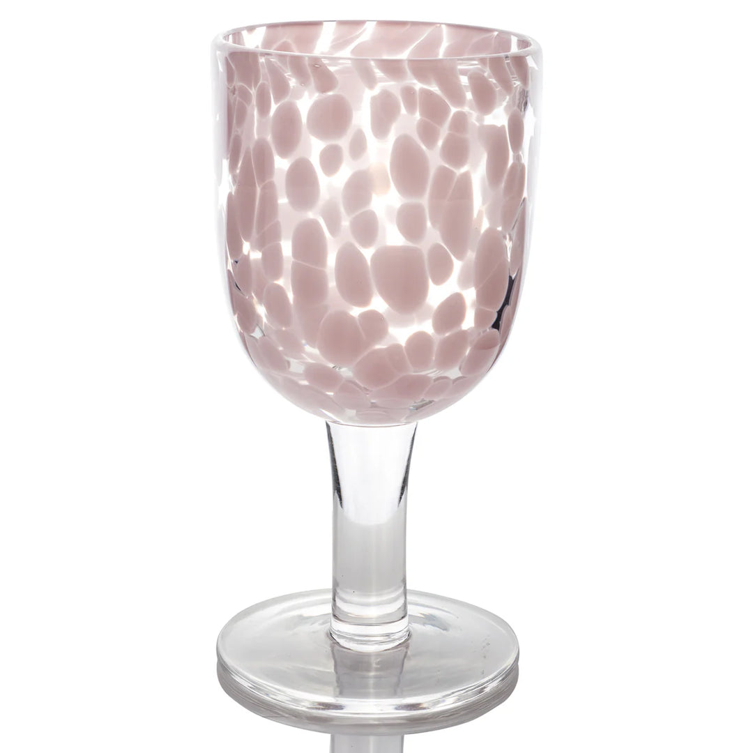 Torcello Spotted Rosa Wine Glass, Mauve/White - Set of 4