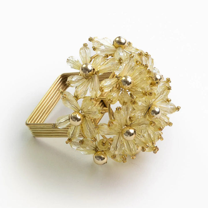 Pomegranate Champagne Bouquet Beaded Napkin Ring - Set of 4