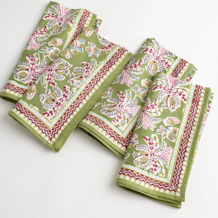 Pomegranate Grecian Palm Fern & Magenta Napkin - Set of 4