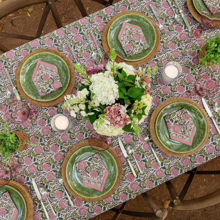 Pomegranate Bohemian Floral Moss & Mauve Tablecloth