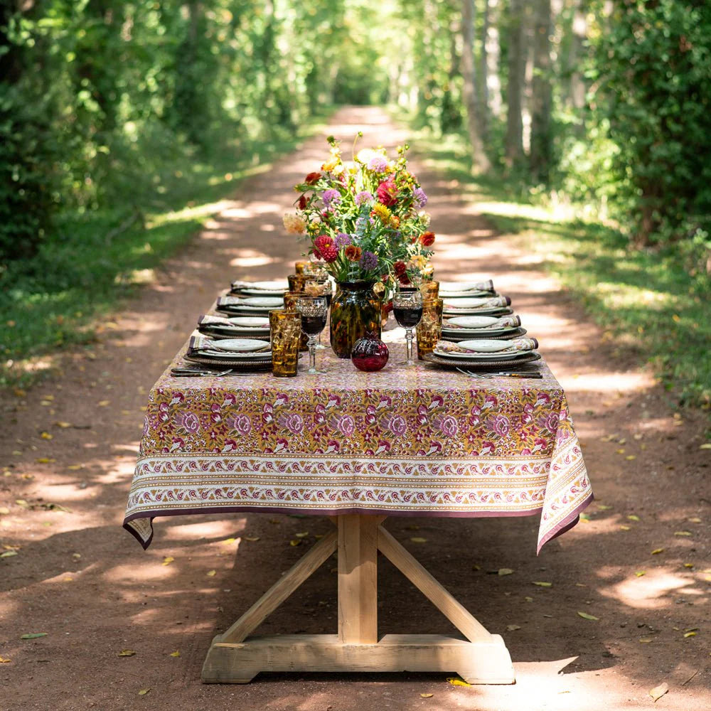 Pomegranate Garden Plum & Ochre Tablecloth