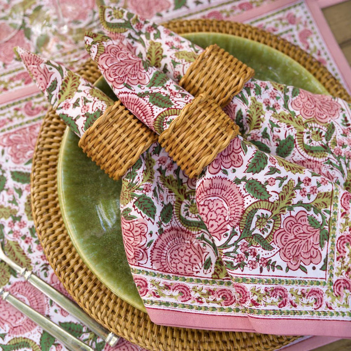 Pomegranate Wicker Napkin Rings - Set of 4