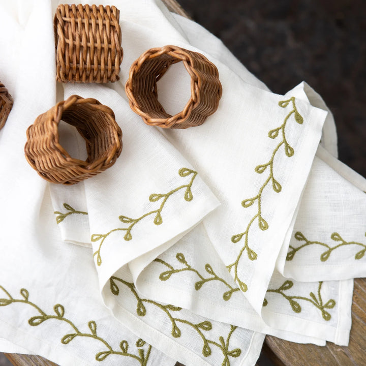 Pomegranate Wicker Napkin Rings - Set of 4