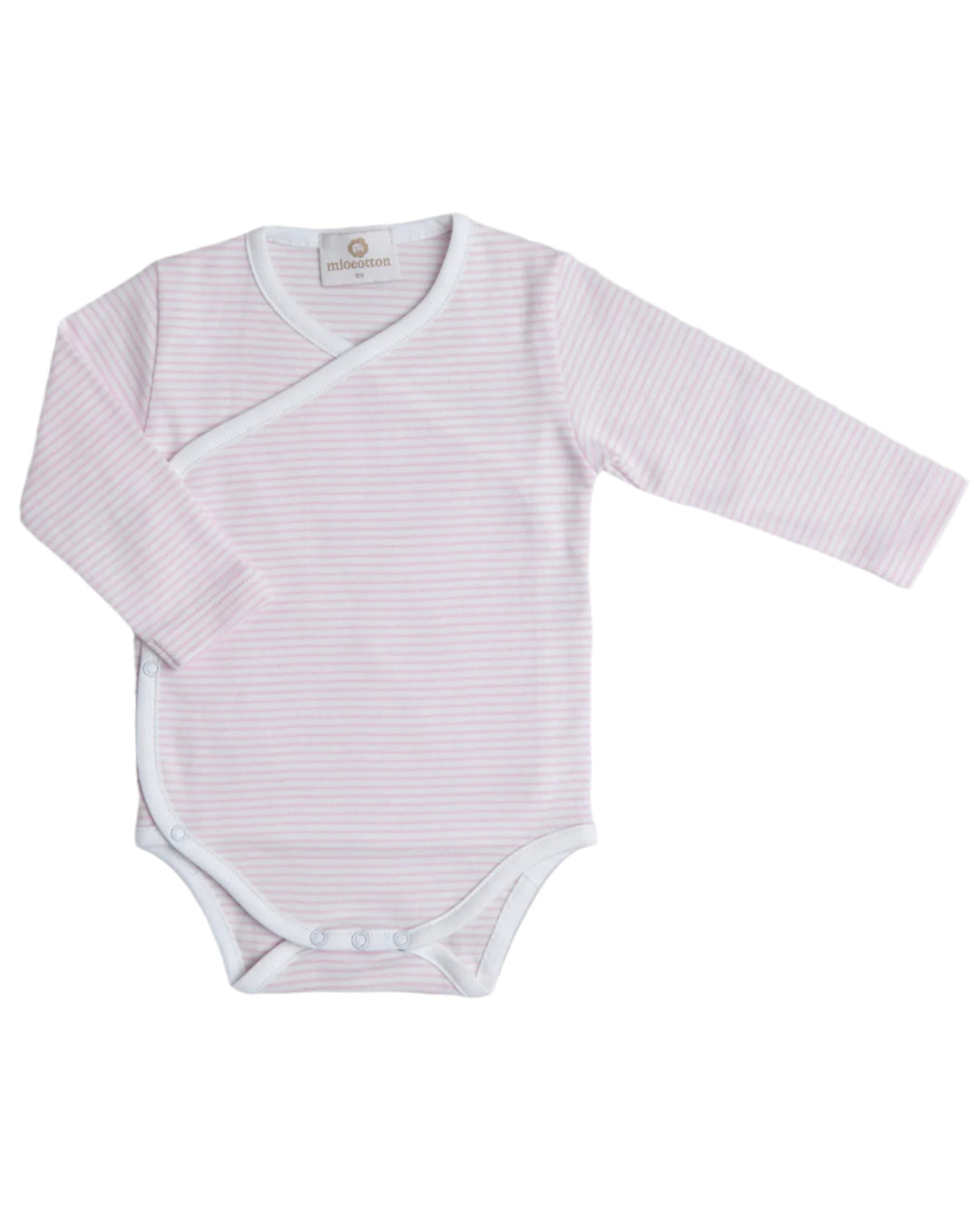 Pink and White striped Long-sleeved Snap Bodysuit