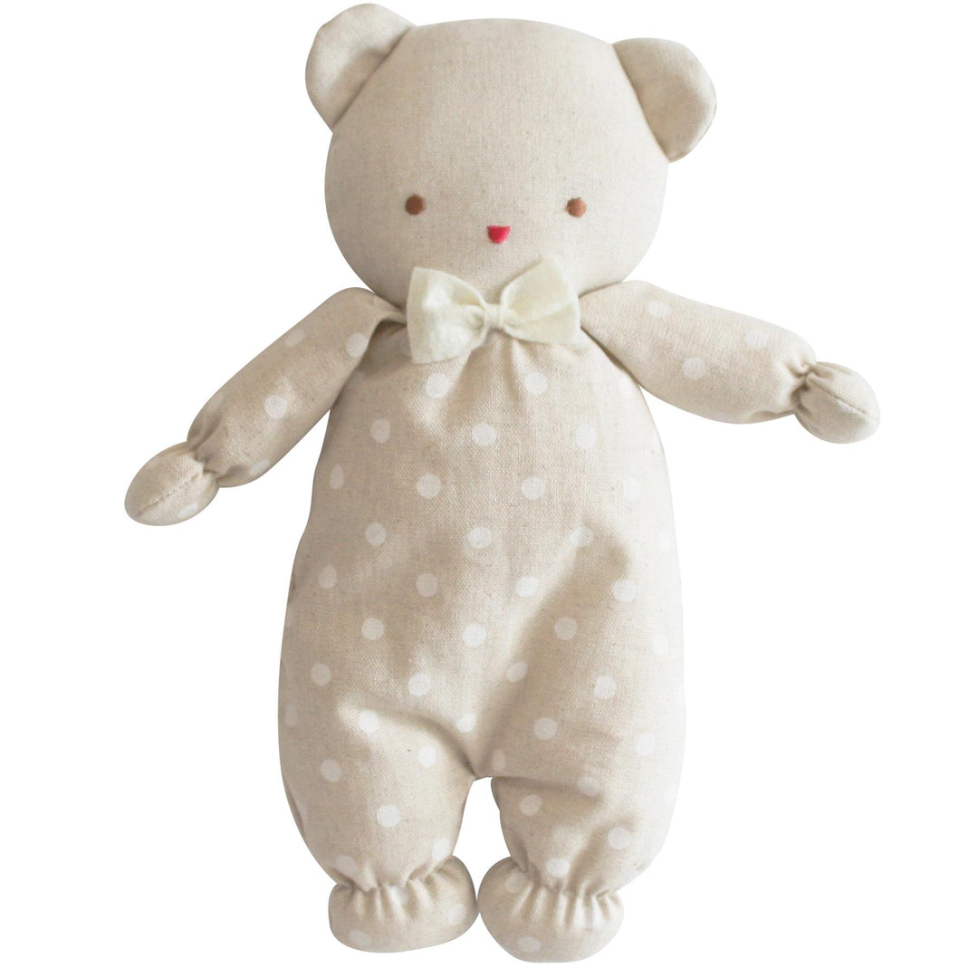 Alimrose Baby Ted – White Linen Spot