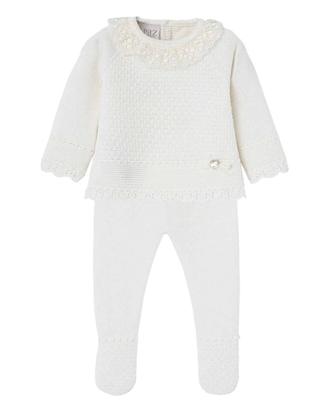 Ivory wool knit set for baby girl