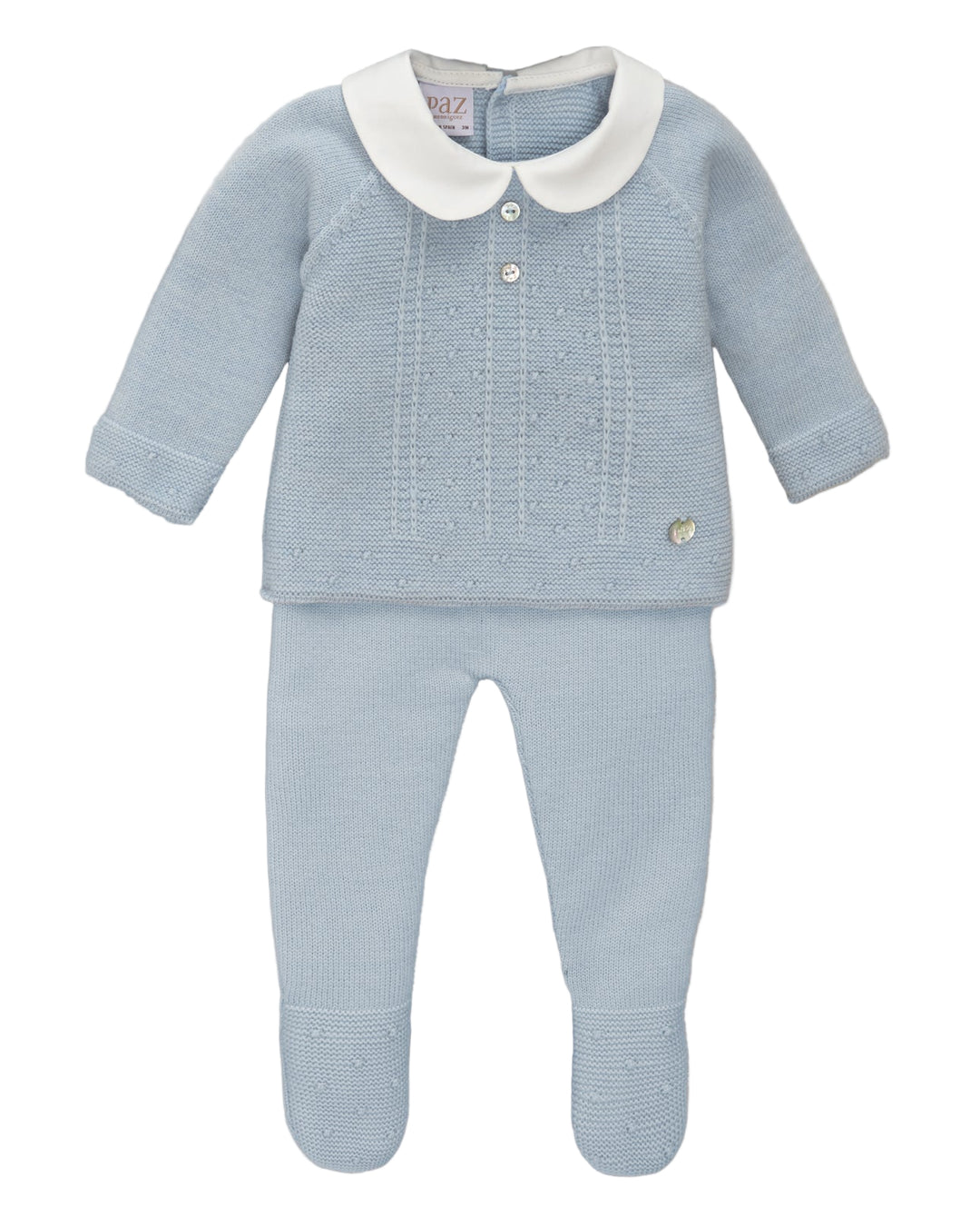 Baby knit set with Peter Pan collar