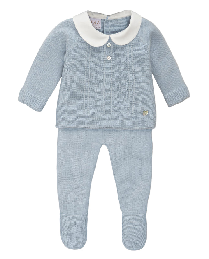 Baby knit set with Peter Pan collar