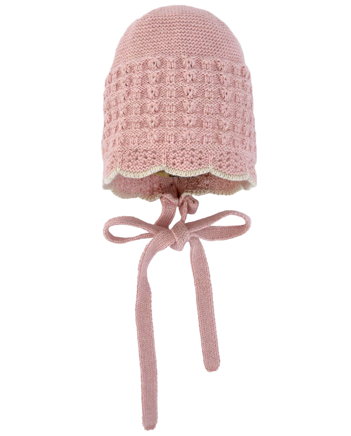Pink Baby Bonnet with crochet details