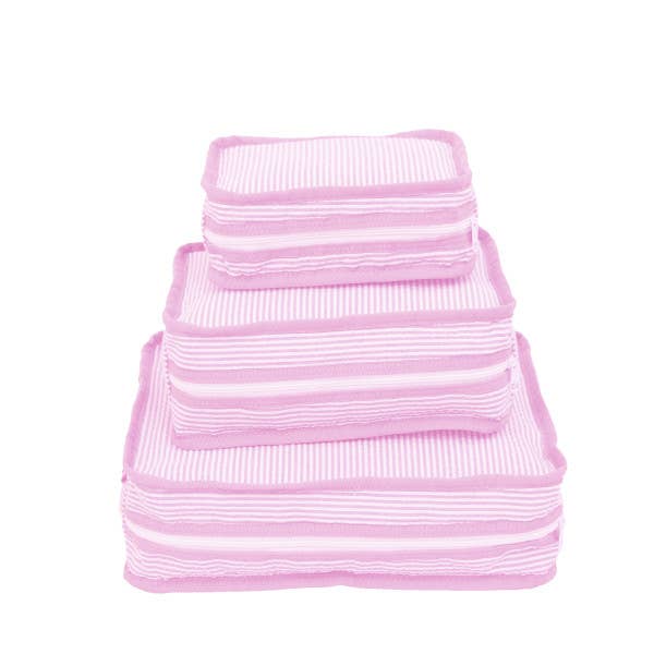 Pink Seersucker packing cube sets