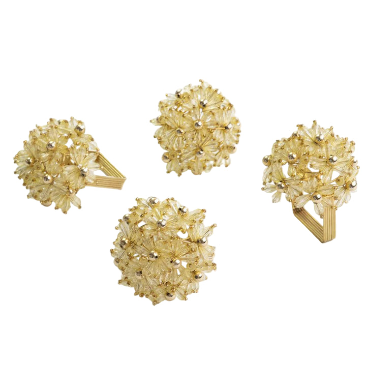 Pomegranate Champagne Bouquet Beaded Napkin Ring - Set of 4