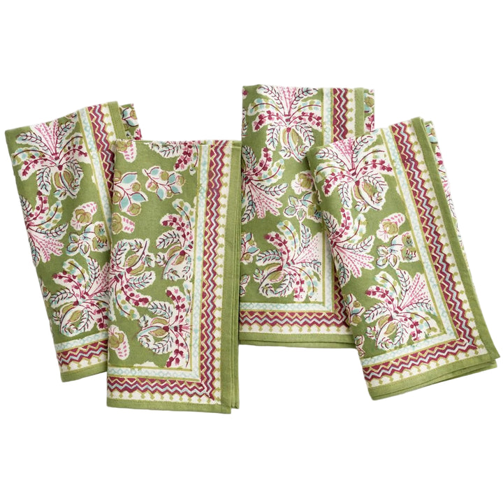 Green and Magenta Cloth Napkin Set