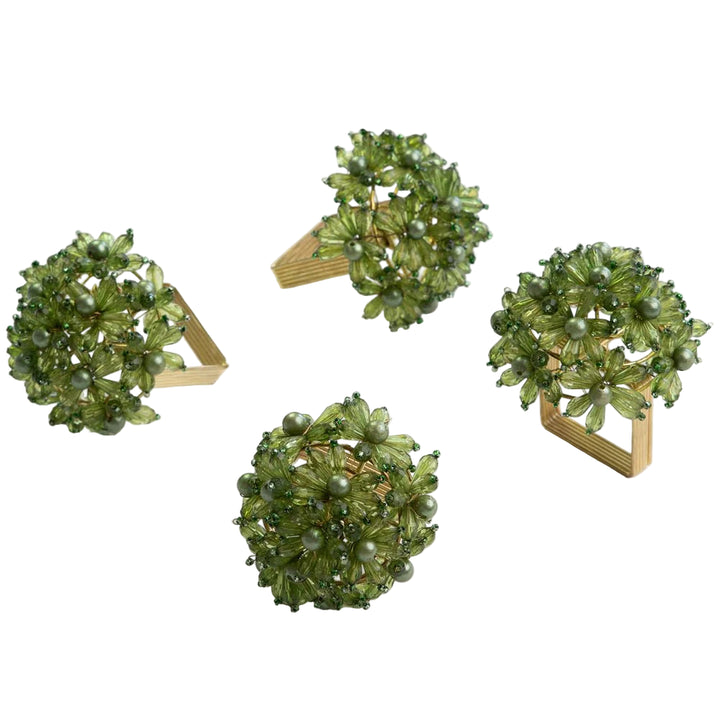 Green Beaded Napkin Rings