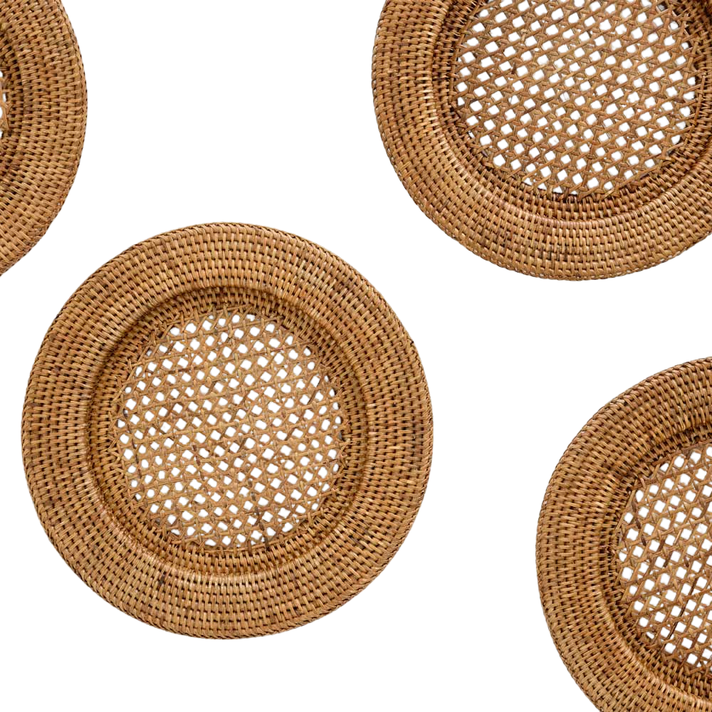 Pomegranate Honey Rattan Charger - Set of 4