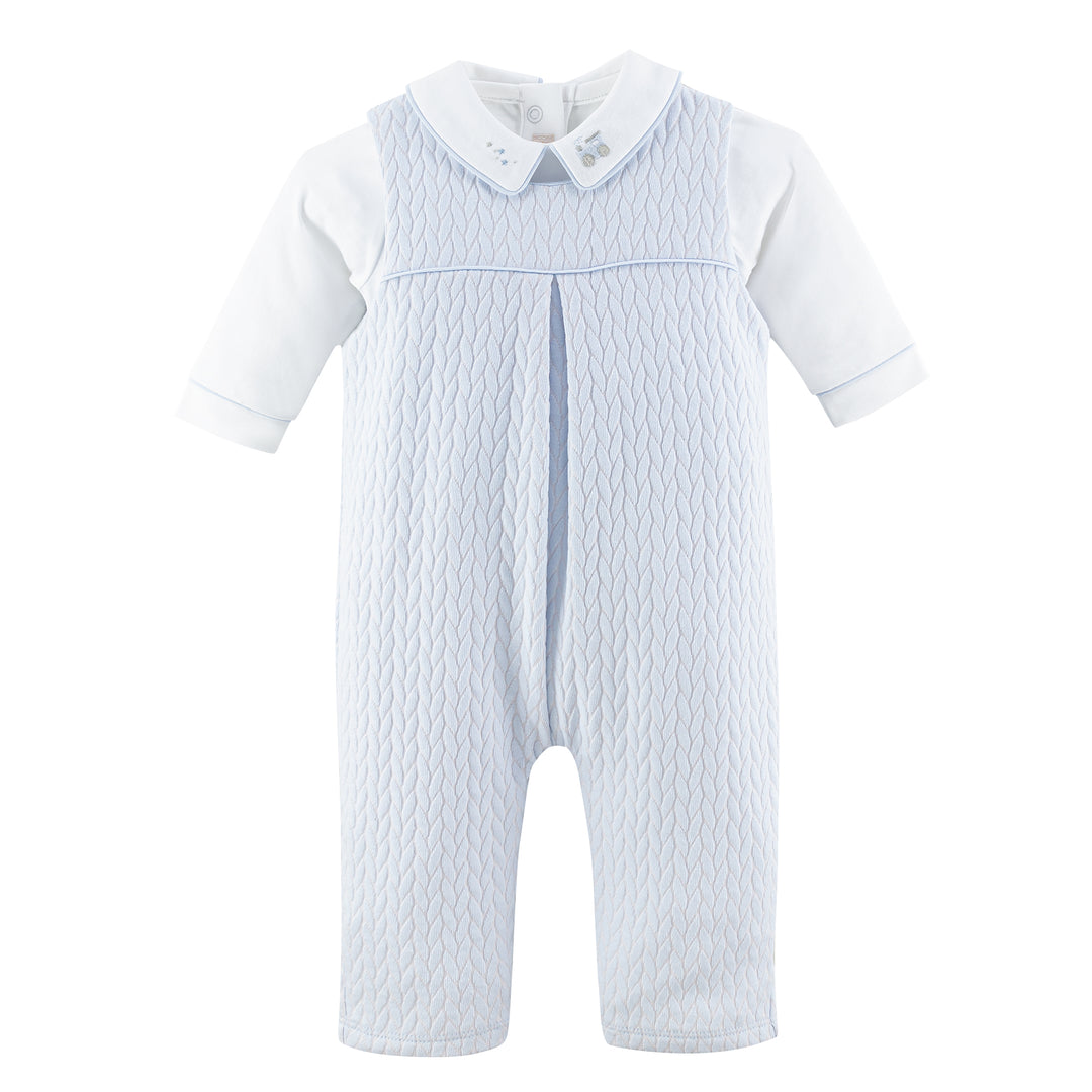 Blue Braided Overall with Embroidered Collar – Pima Cotton