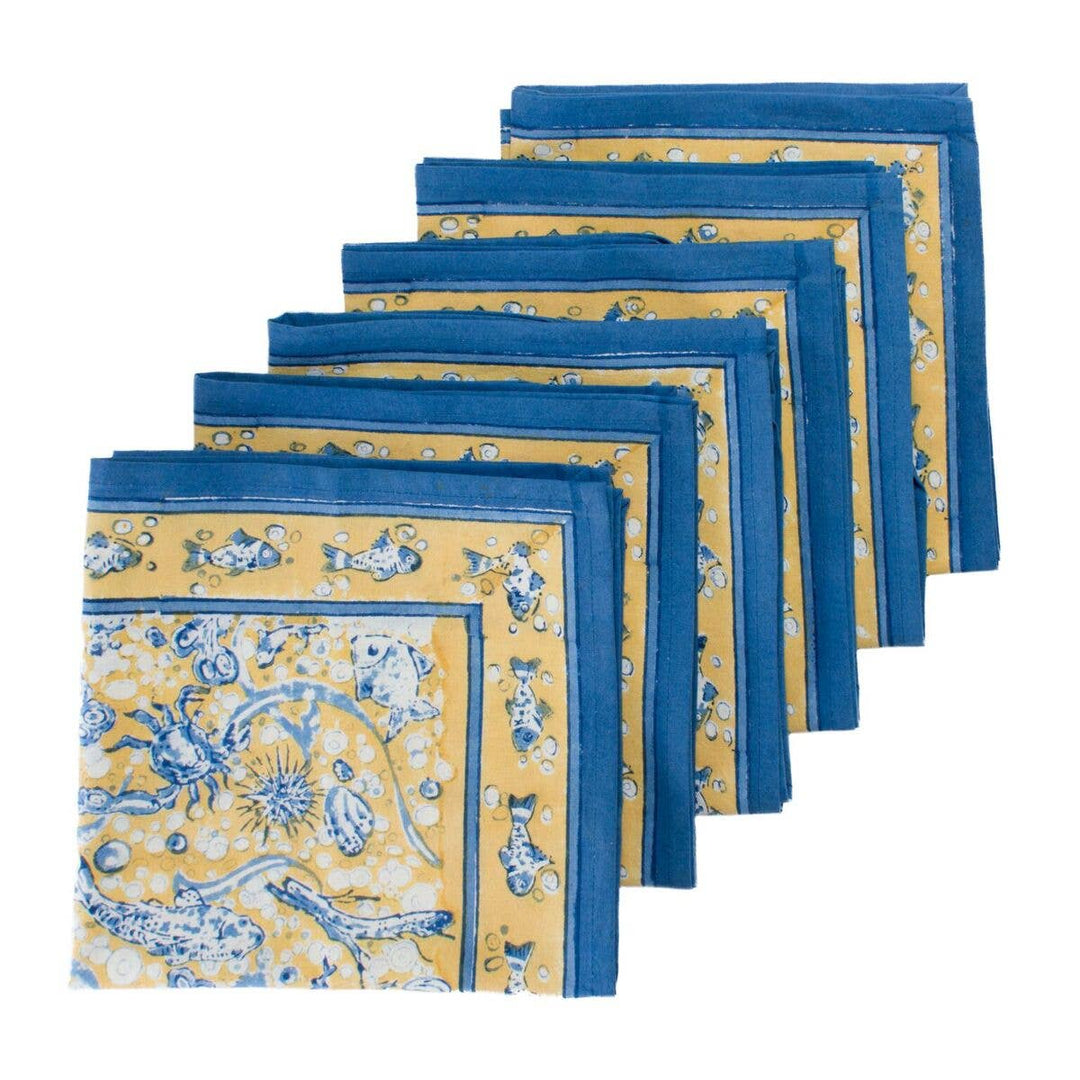La Mer Blue/Yellow Napkins - Set of 6