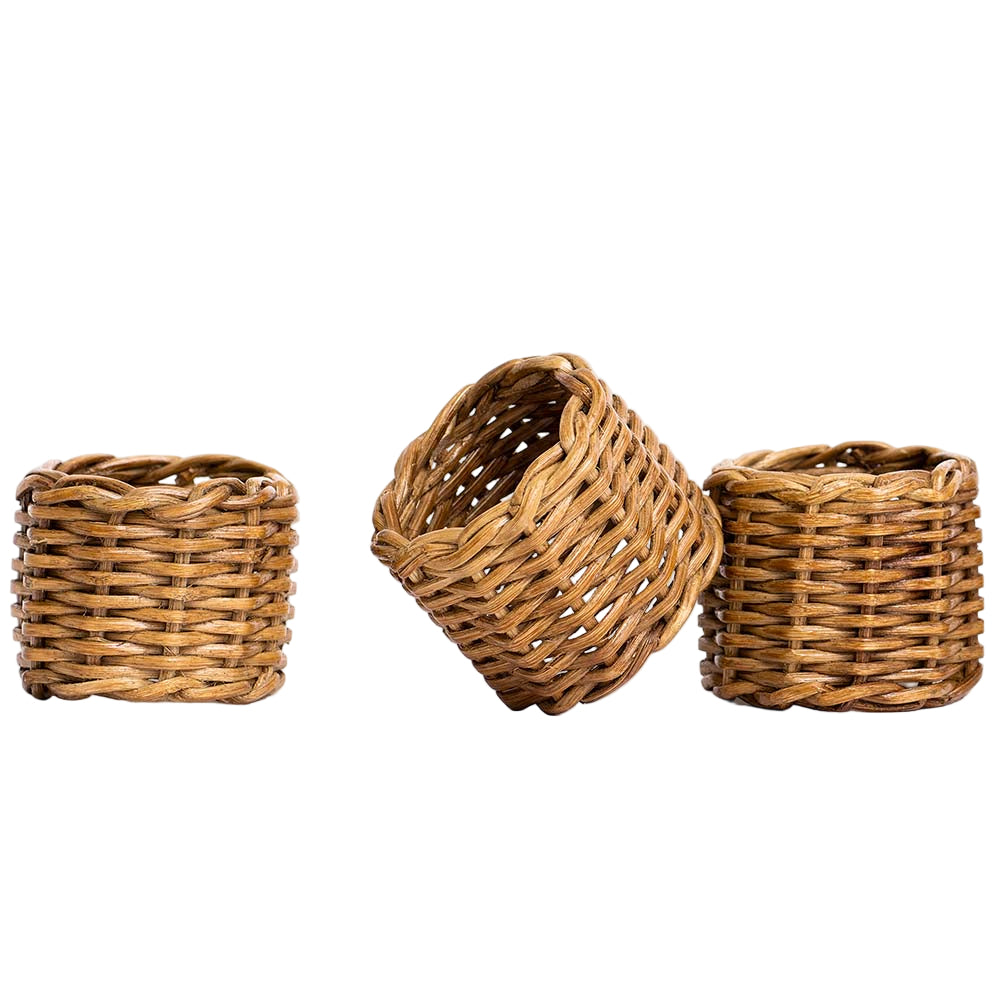 brown wicker napkin rings