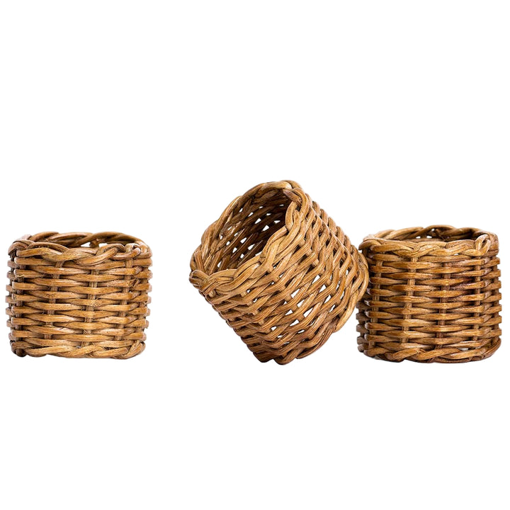 brown wicker napkin rings