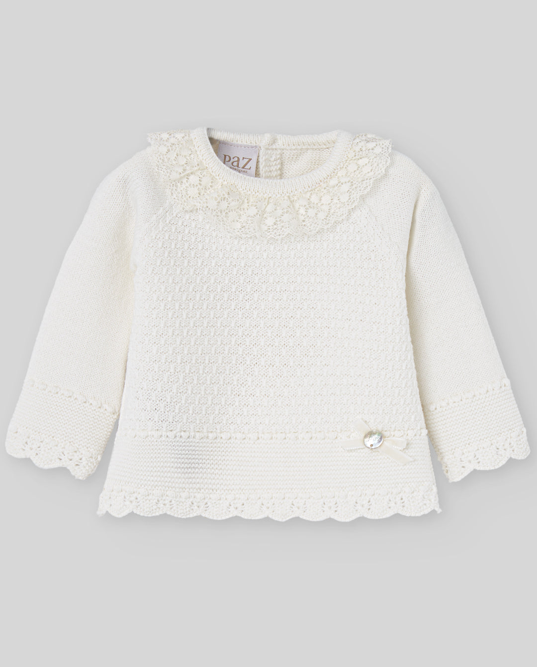Paz Rodríguez Baby Girl Wool Set in Ivory