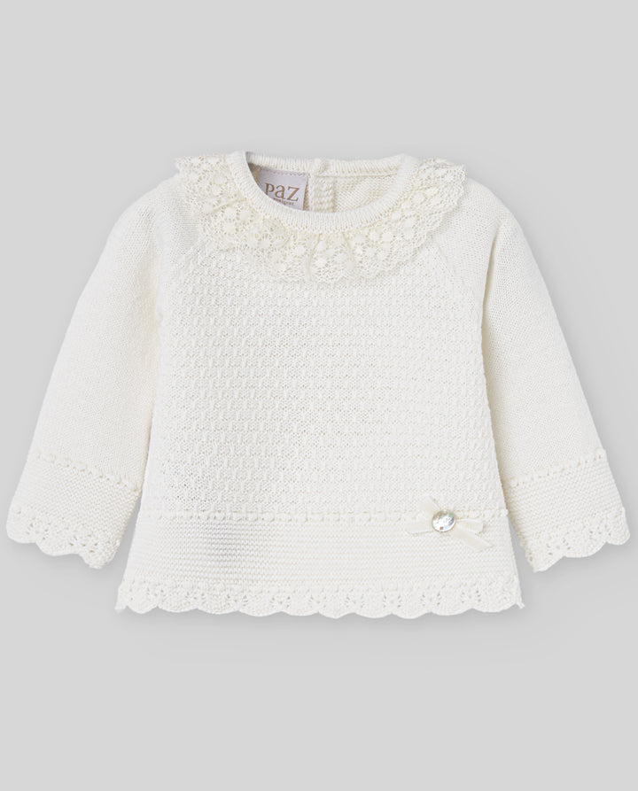 Paz Rodríguez Baby Girl Wool Set in Ivory