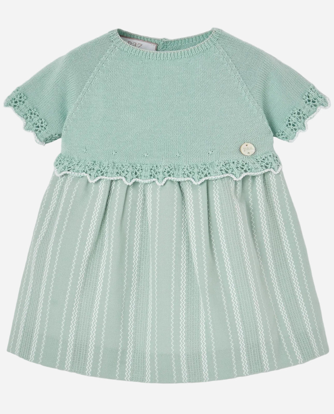 PAZ Rodriguez Girls' Cauce Set - Baby - Green - Size 12M - Water Green/White PAZ Rodriguez Girls' Cauce Set - Baby - Green - Size 12M - Water Green/White