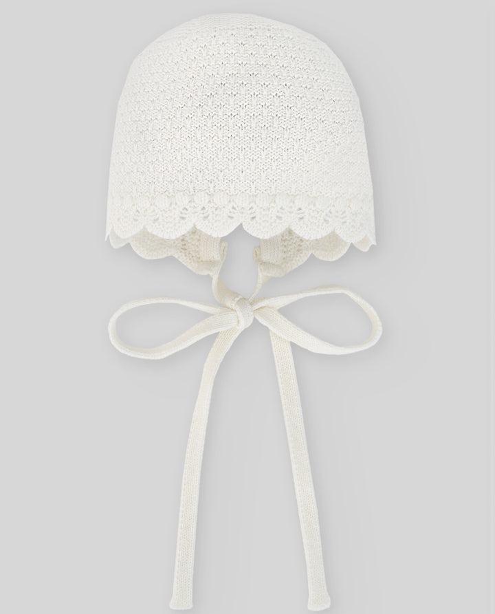 Paz Rodríguez Ivory Knit Baby Bonnet