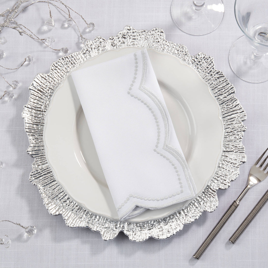Embroidered Napkin with Scallop Edge - Set of 4