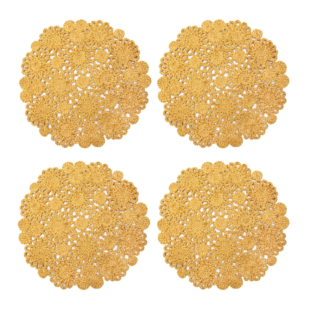 Daisy Jute Mustard Placemat 15" Round - Set of 4