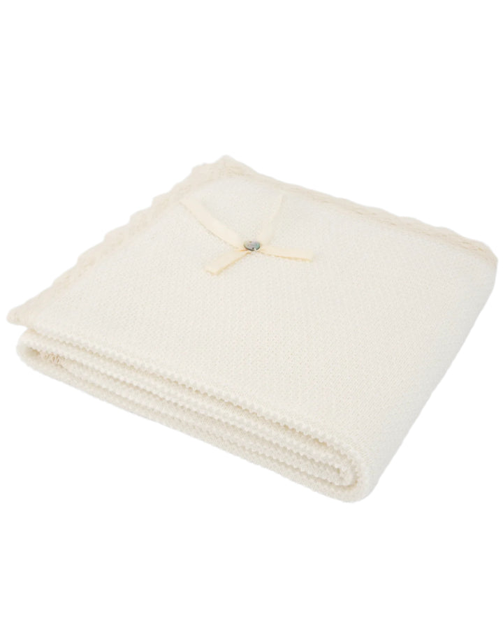 Newborn Knitted Baby Blanket - Cream