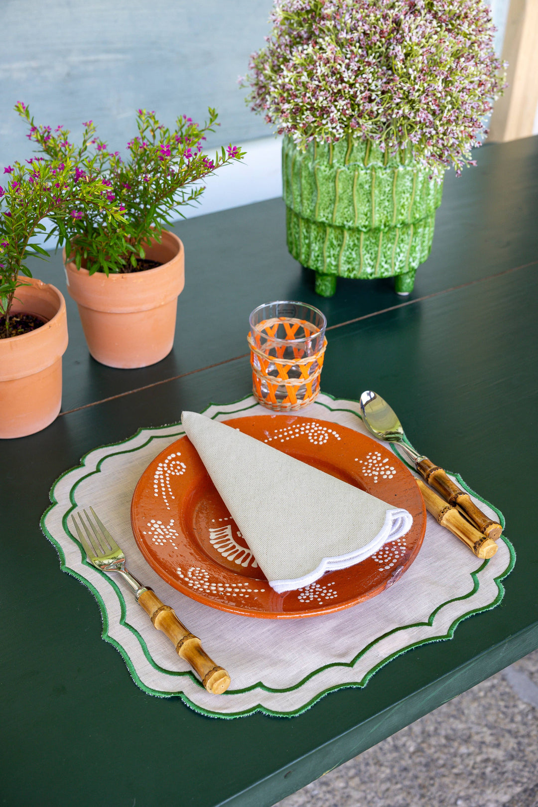 Belmonte Napkin, Beige with White - Set of 6