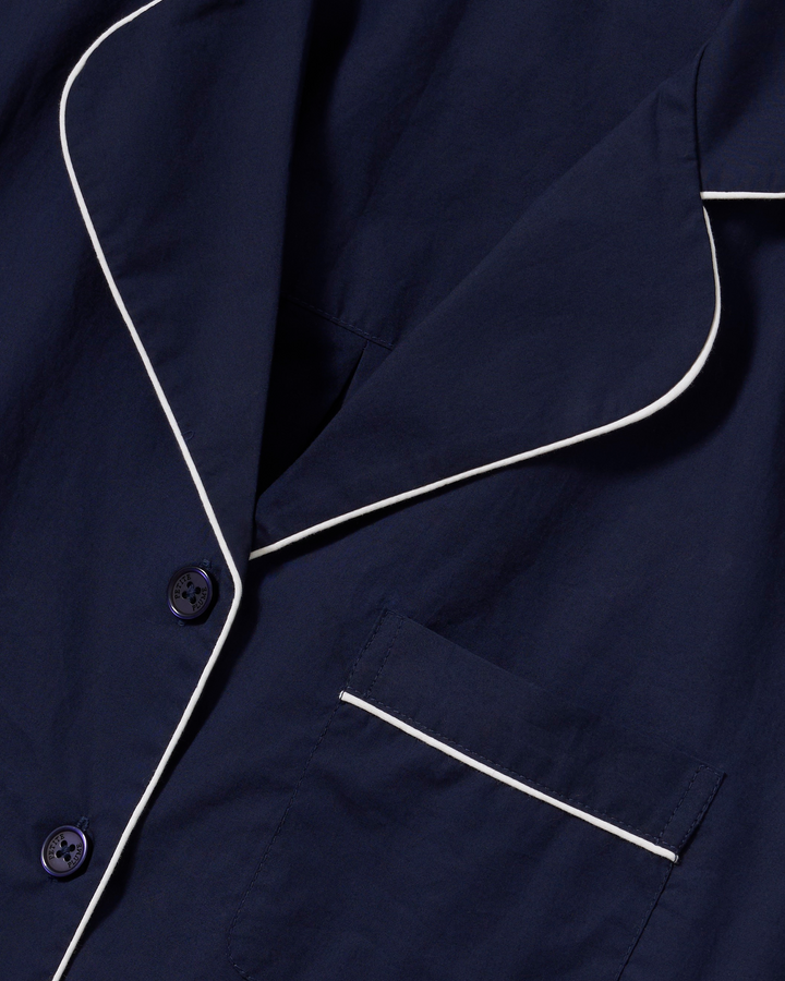 The Celine Poplin Pajama Set in Navy