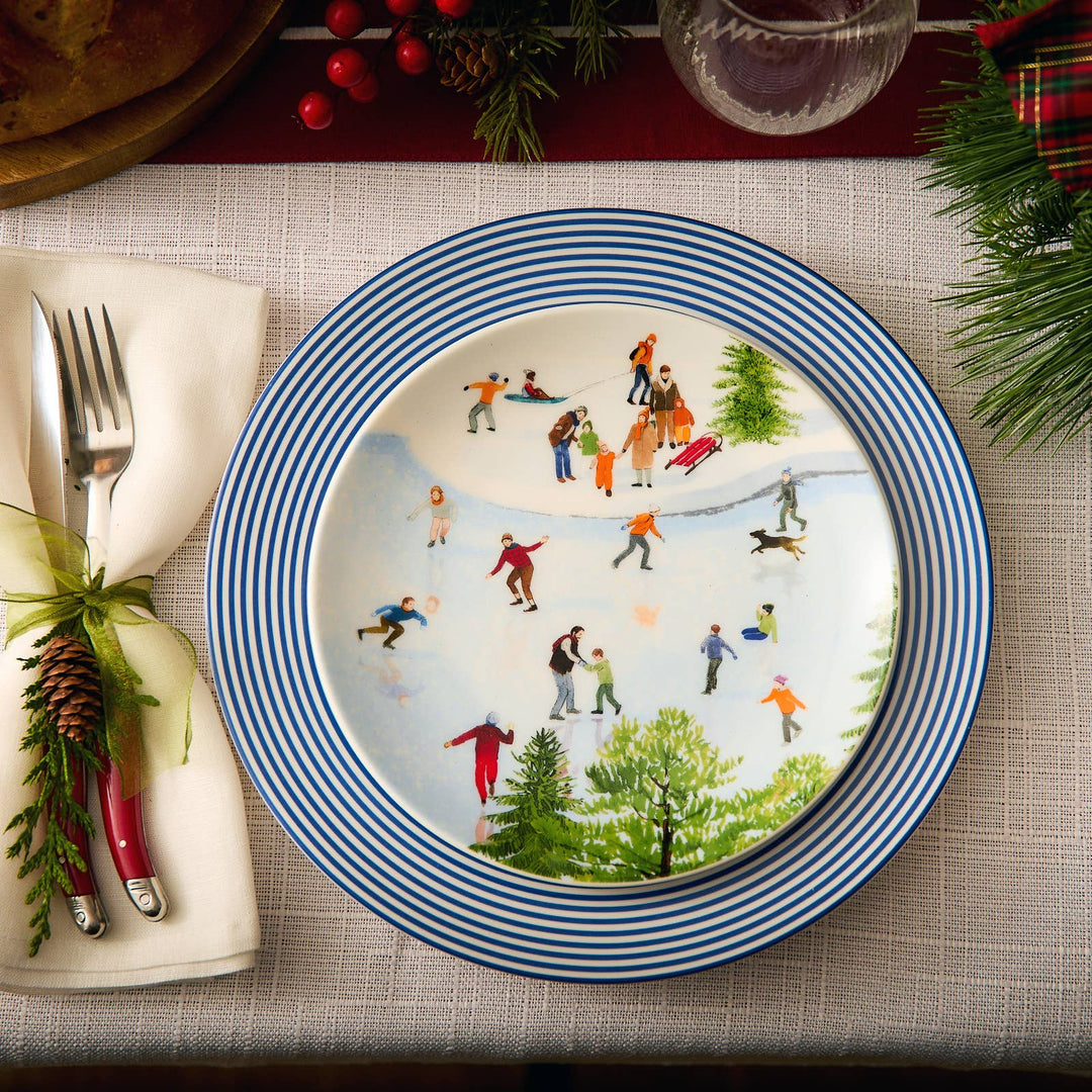 Newport Stripe Navy Rimmed Dinner Plate