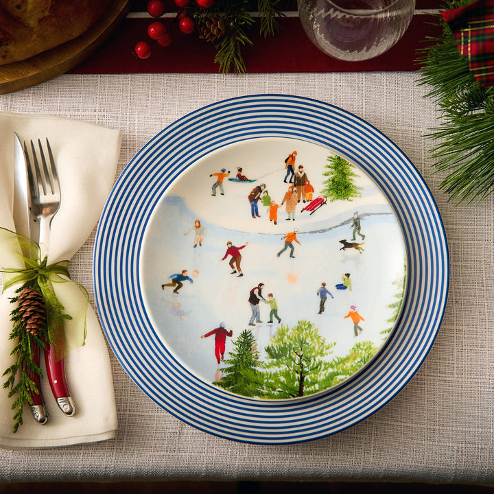 Newport Stripe Navy Rimmed Dinner Plate