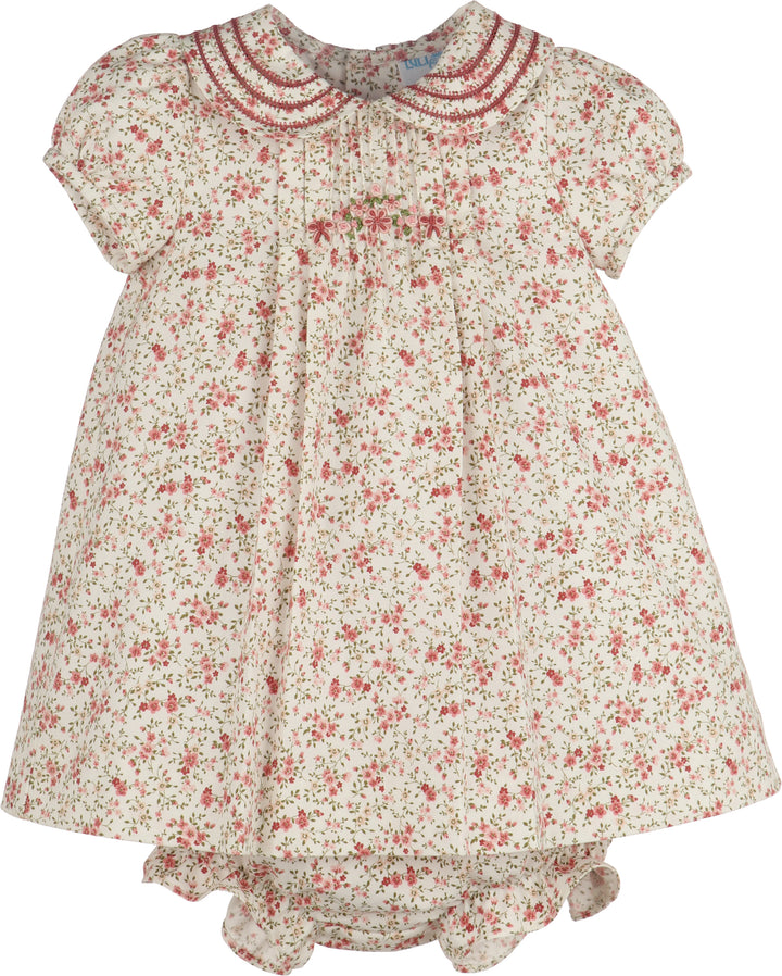 Luli & Me Fallen Leaves Wreath Set Dress Pink