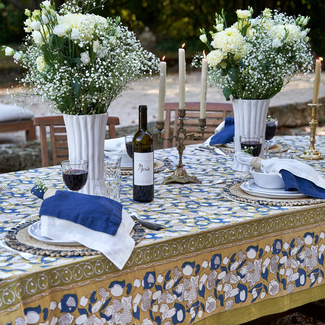 Forest Harvest Mustard & Blue | French Tablecloths