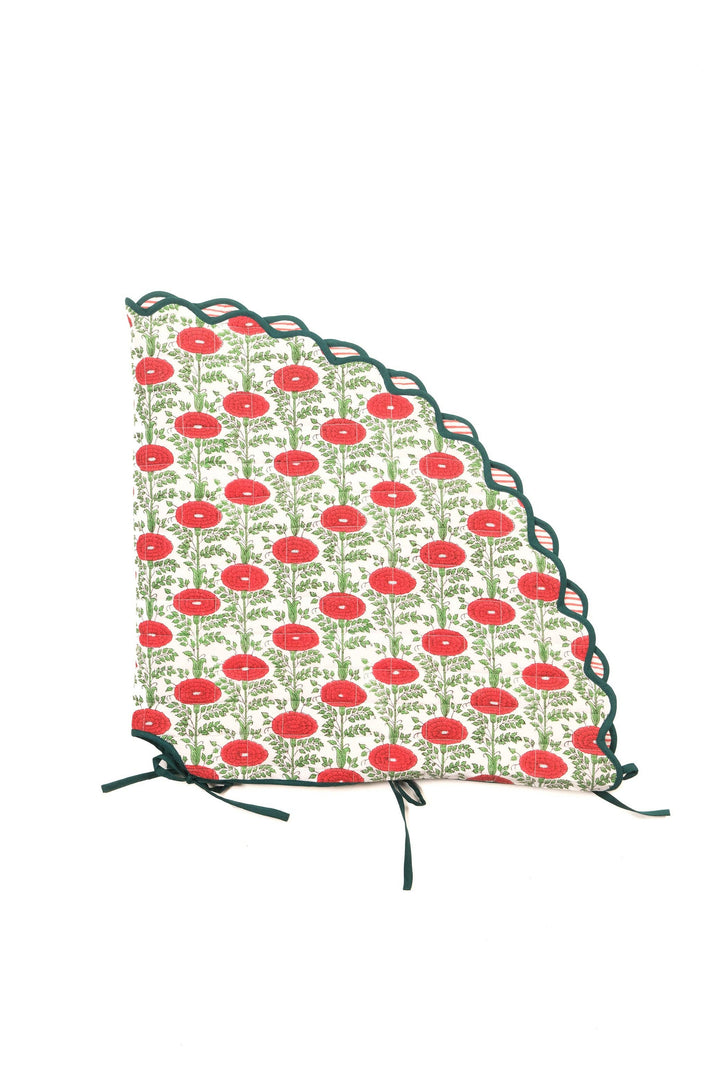 Scalloped Blockprint Tree Skirt in Araminta Green