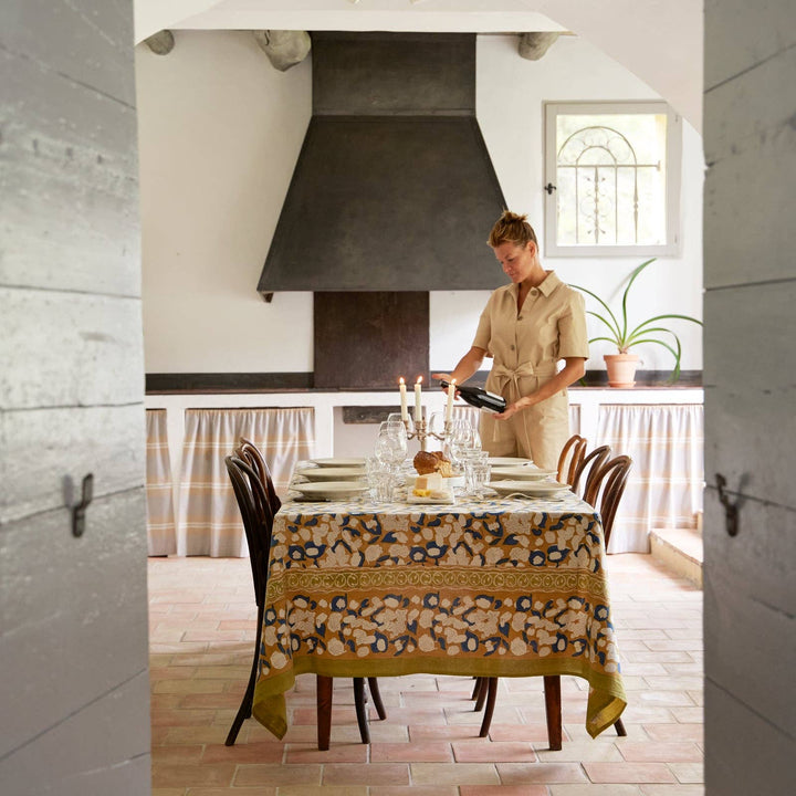 Forest Harvest Mustard & Blue | French Tablecloths