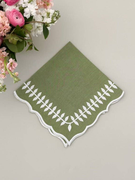 Green leaves dinner napkin - Set of 4
