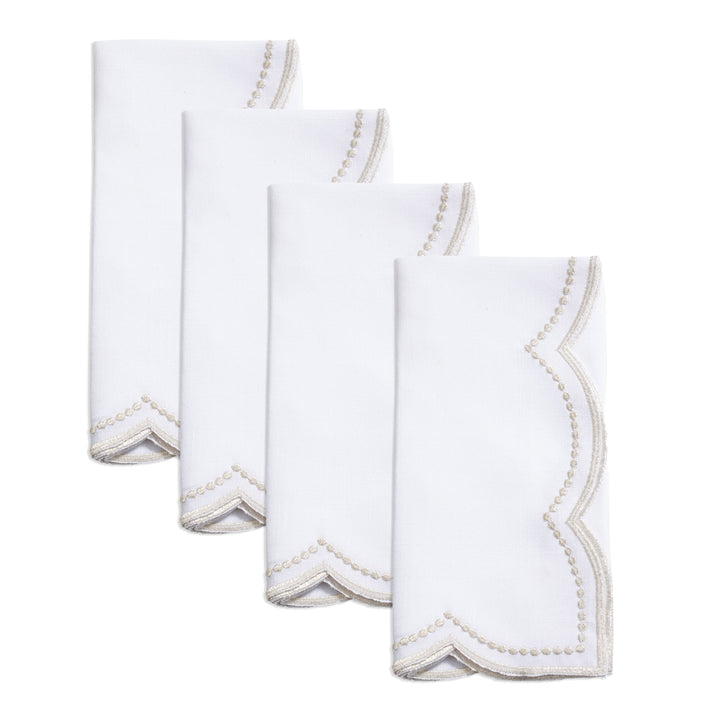 Embroidered Napkin with Scallop Edge - Set of 4